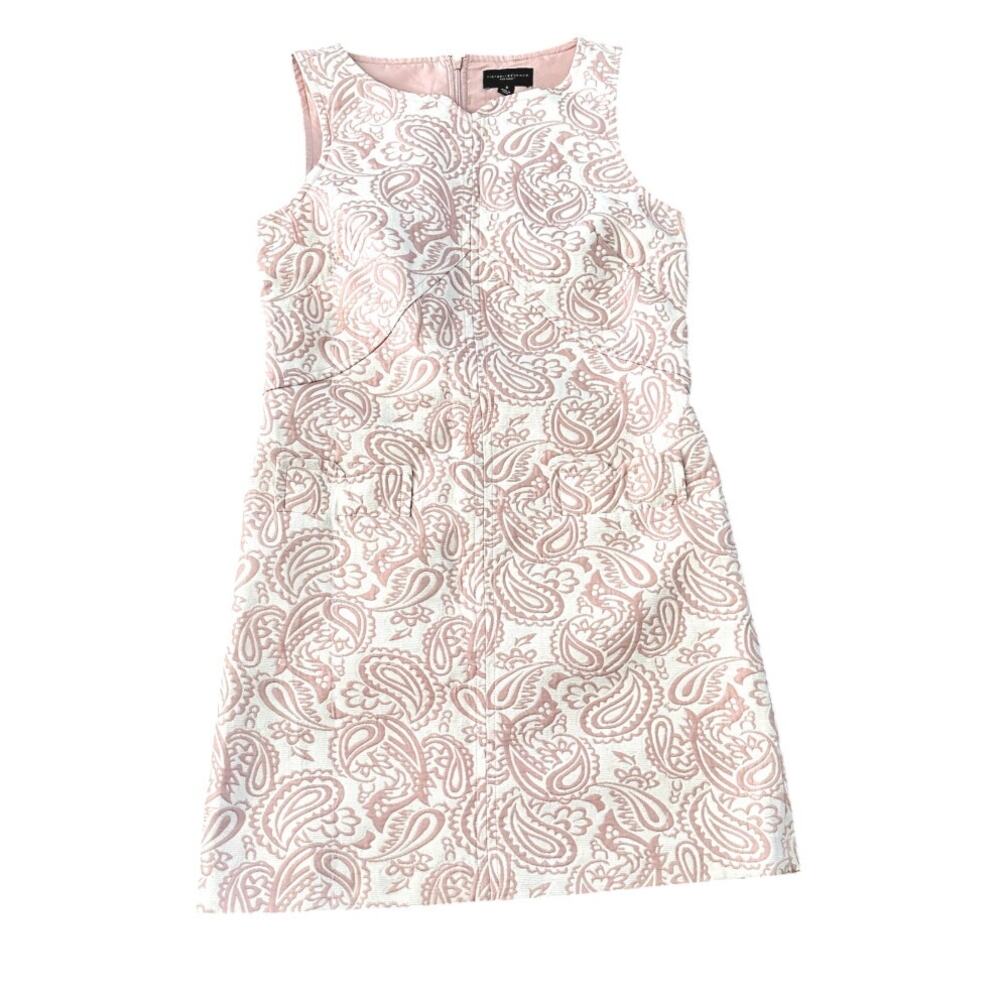 VICTORIA BECKHAM Jacquard Shift Dress Size Small Blush Pink White Embroidered